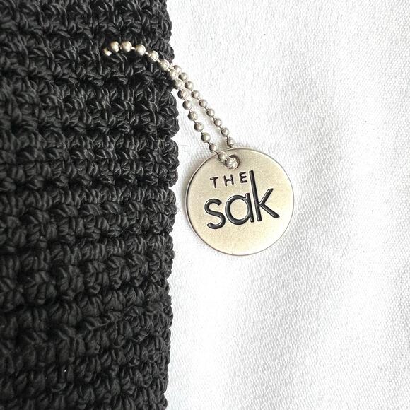 Vintage The Sak Black Crochet Shoulder Bag Boho Purse with Lining - Picture 5 of 8